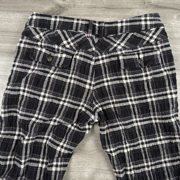 Free People Womens Size 8 Linen Look Cotton Mid Rise Straight Trouser Pant Plaid - Picture 14 of 16